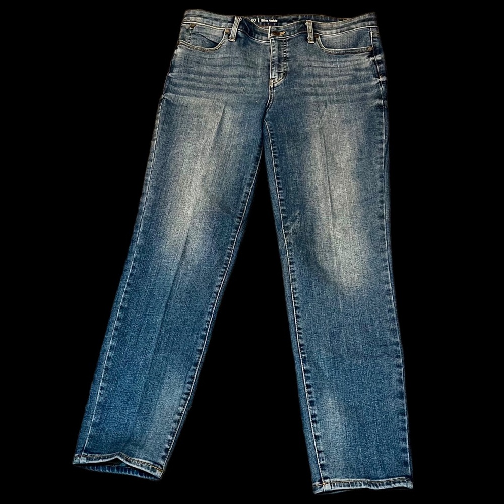 Talbots Blue Slim Ankle Cropped Jeans with Classic Distressed Look
